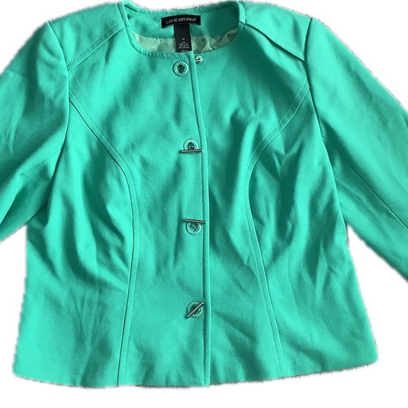 Lane Bryant Green Blazer with Silver Toggle Closure & Fitted Silhouette - Picture 1 of 3